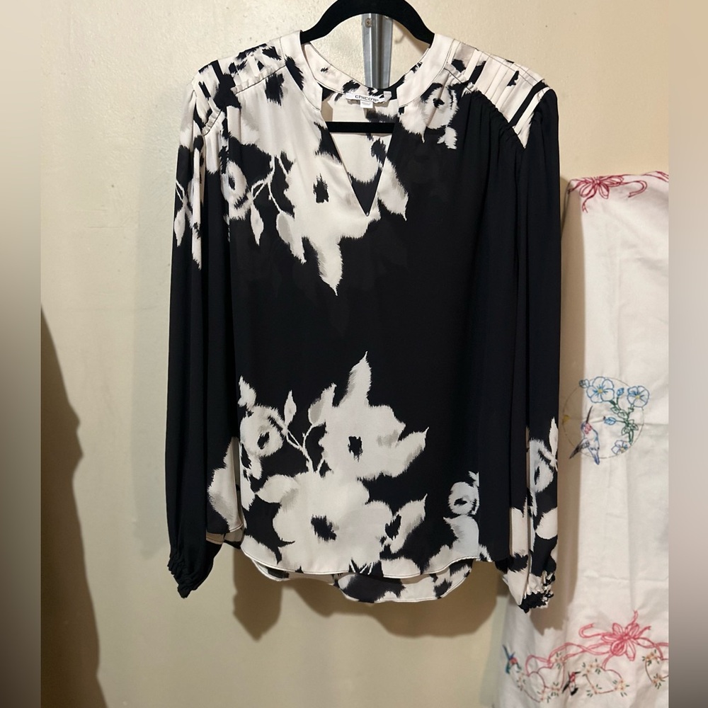 Chico's Artistic Black and White Blouse